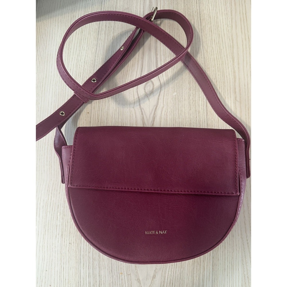 Matt & Nat Rith Saddle Bag Vegan Leather Cross Body Purse Dark Magenta